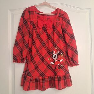 Minnie Mouse Christmas Disney Store Holiday Nightgown Bows Plaid